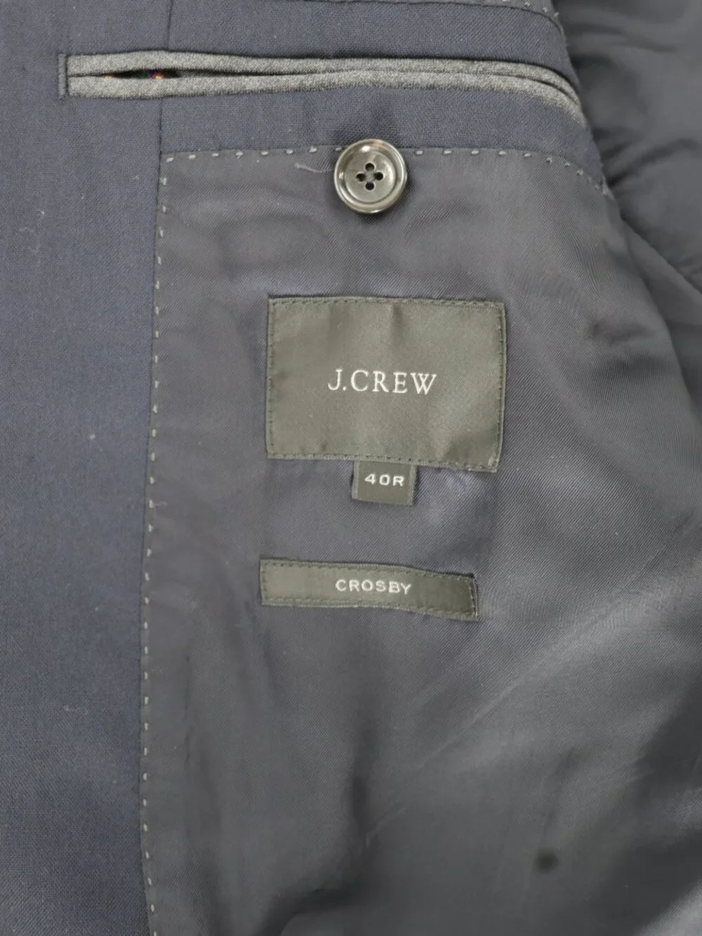 J Crew Sport Coat Mens 40R Crosby Loro Piana Super 120s Wool Blazer navy Blue